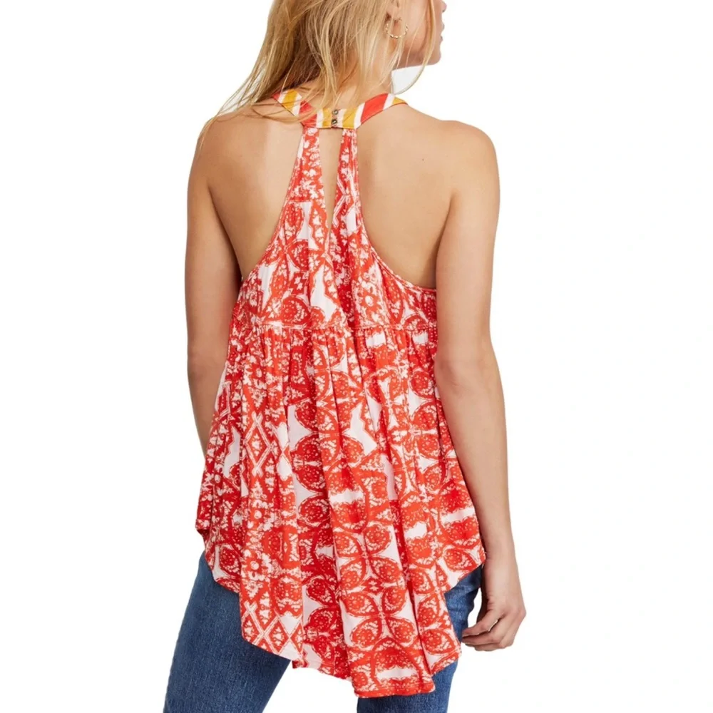 Free People Mimi Printed Halter Neck Tunic Top